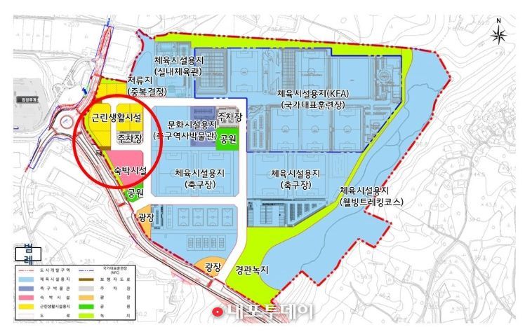 코리아풋볼파크 내 숙박·근린생활시설 용지 위치도.